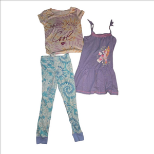 Girls XOXO Kirkland LOGG Tie-Dye Pajama Set and dress 6X Purple Blue